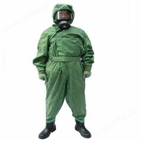 绿色防有毒害物质防化服 连体式防毒衣